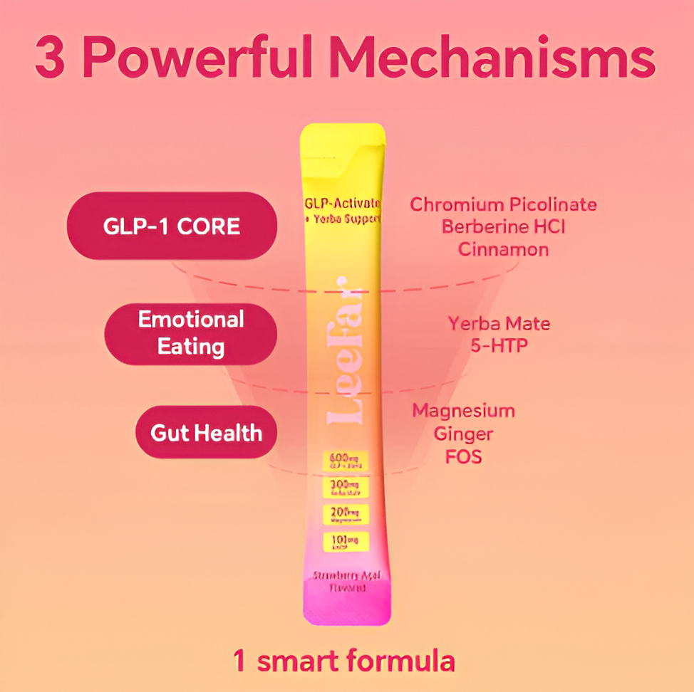 GLP-1 Drink Mix — Yerba Mate, Berberine, Chromium, 5-HTP & Magnesium | Strawberry Açaí Flavor