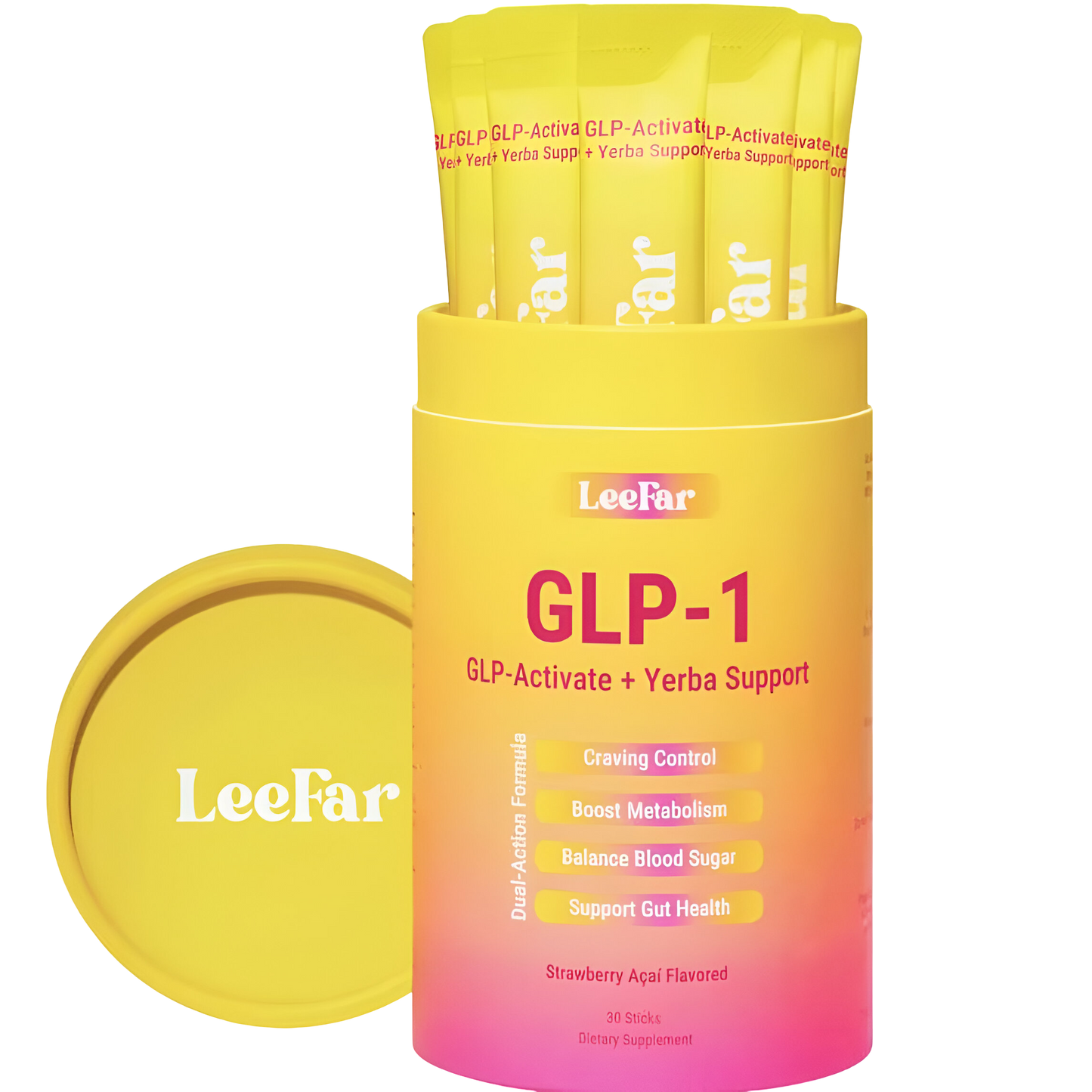 GLP-1 Drink Mix — Yerba Mate, Berberine, Chromium, 5-HTP & Magnesium | Strawberry Açaí Flavor